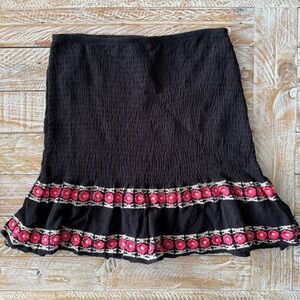🌺Rahi Cali Poppy Embroidered Skirt ~Black ~Size S🌺